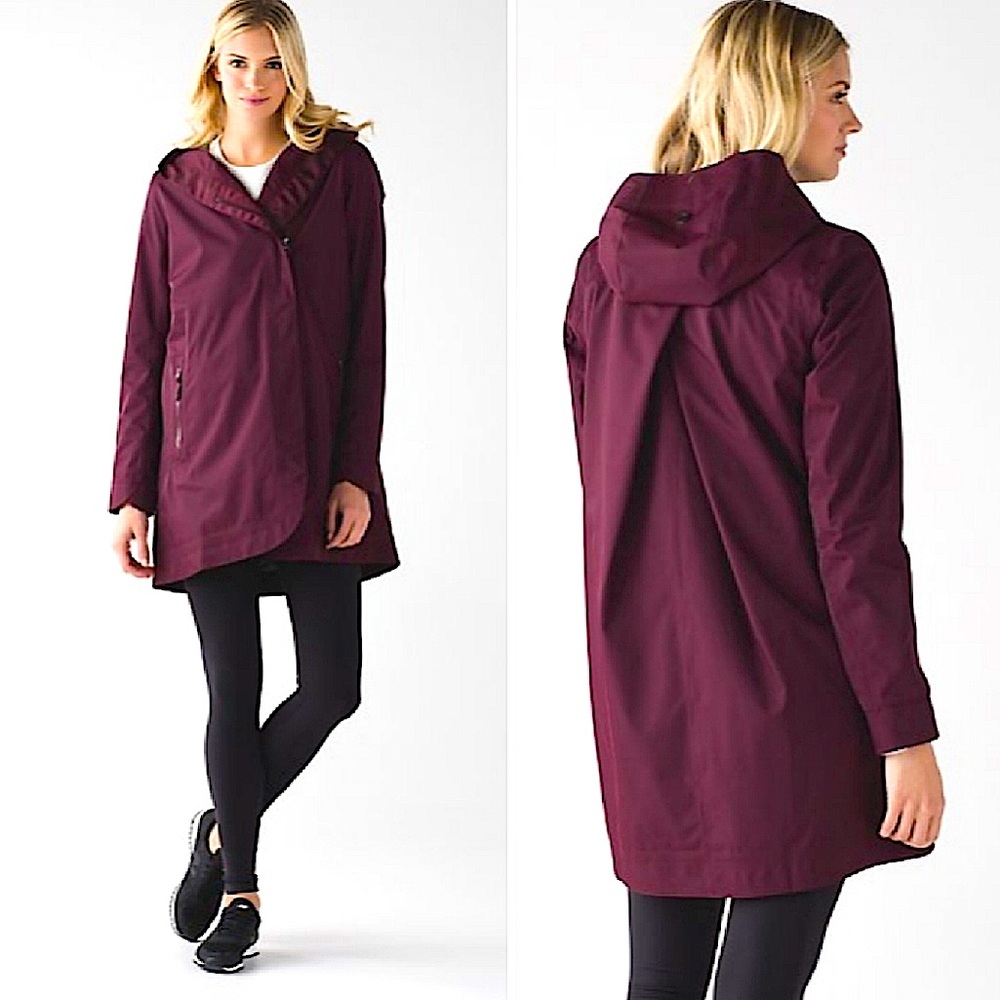 Rare LULULEMON Savasana Waterproof Jacket II in Bordeaux, Size 4